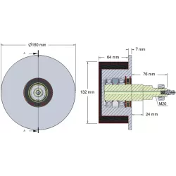 Rouleau n° 6a – rouleau de renvoi en acier-caoutchouc Ø132 mm pour machines Grimme | OEM Grimme 200.17570, 200.08260, 200.17665 | fabricant KiJ