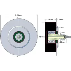Rouleau n° 7 – rouleau porteur en acier-caoutchouc Ø120 mm pour machines Grimme | OEM Grimme 200.11805 | fabricant KiJ