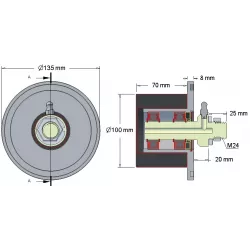 Rouleau n° 8 – rouleau de renvoi en acier-caoutchouc Ø100 mm pour machines Grimme | OEM Grimme 200.16029, 088.00325, 088.00324 | fabricant KiJ