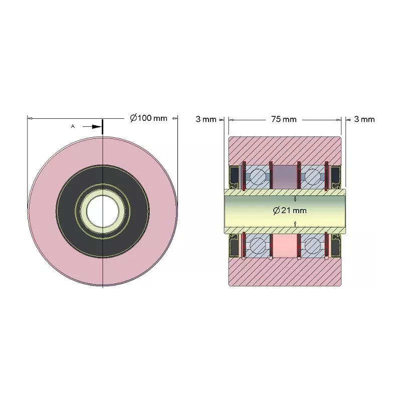 Rouleau n° 187 – rouleau porteur en acier Ø100 mm pour machines ROPA | OEM ROPA 252062 | fabricant KiJ