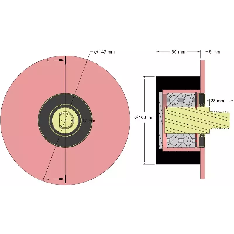 Rouleau n° 10 – rouleau porteur en acier-caoutchouc Ø100 mm pour machines Wuhlmaus | OEM Wuhlmaus 000.03.004.00 | fabricant KiJ