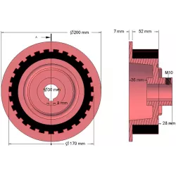 Rouleau n° 19 – rouleau d'entraînement en fonte-caoutchouc Ø170 mm pour machines Grimme | OEM Grimme 076.00768 | fabricant KiJ
