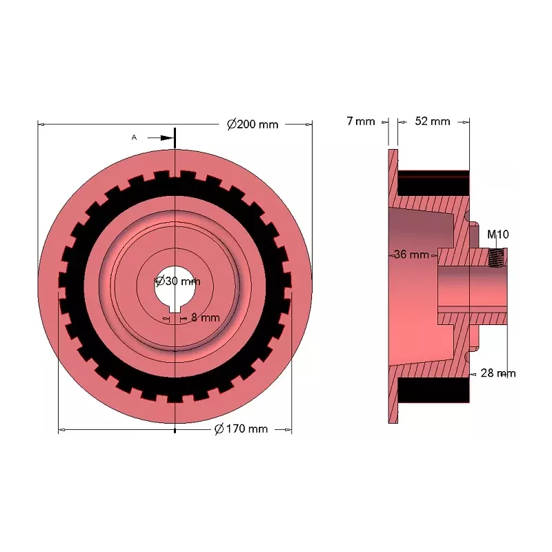 Rouleau n° 19 – rouleau d'entraînement en fonte-caoutchouc Ø170 mm pour machines Grimme | OEM Grimme 076.00768 | fabricant KiJ