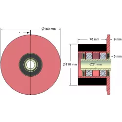 Rouleau n° 23 – rouleau porteur en acier-caoutchouc Ø110 mm pour machines ROPA | OEM ROPA 252066 | fabricant KiJ