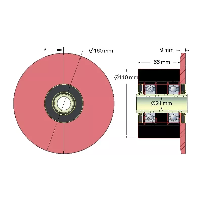 Rouleau n° 24 – rouleau porteur en acier-caoutchouc Ø110 mm pour machines ROPA | OEM ROPA 252061, 252006100 | fabricant KiJ