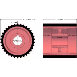 Rouleau n° 49 – rouleau d'entraînement en fonte-caoutchouc Ø137 mm pour machines Grimme | OEM Grimme 076.01049, 200.29667 | fabricant KiJ