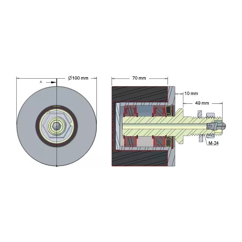 Rouleau n° 62 – rouleau de renvoi en acier-caoutchouc Ø100 mm pour machines Grimme | OEM Grimme 200.11379, 200.46387 | fabricant KiJ