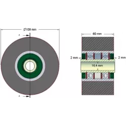 Rouleau n° 83 – rouleau en acier-caoutchouc Ø109 mm pour machines Reekie | OEM Reekie RSS1833 | fabricant KiJ