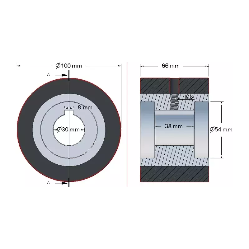 Rouleau n° 137 – rouleau de renvoi en acier-caoutchouc Ø100 mm pour machines Grimme | OEM Grimme 076.00889 | fabricant KiJ