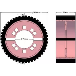Rouleau n° 225 – rouleau d'entraînement en acier-caoutchouc Ø194 mm pour machines Grimme | OEM Grimme 076.04059 | fabricant KiJ