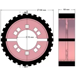 Rouleau n° 230 – rouleau d'entraînement en acier-caoutchouc Ø194 mm pour machines Grimme | OEM Grimme 076.04013 | fabricant KiJ