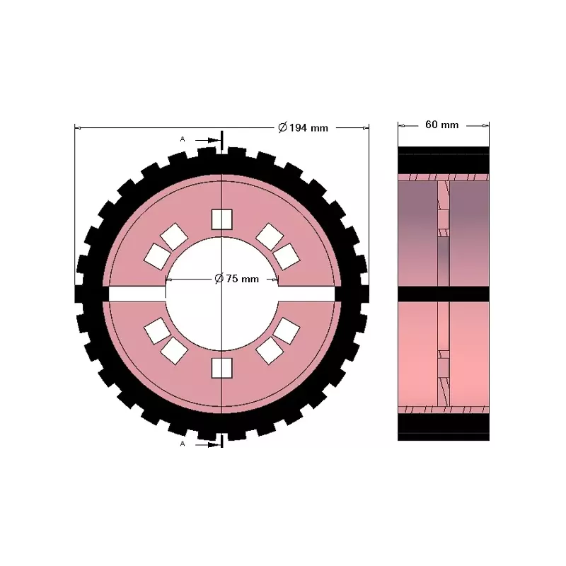Rouleau n° 230 – rouleau d'entraînement en acier-caoutchouc Ø194 mm pour machines Grimme | OEM Grimme 076.04013 | fabricant KiJ