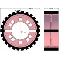 Rouleau n° 232 – rouleau d'entraînement en acier-caoutchouc Ø168 mm pour machines Grimme | OEM Grimme 076.04012 | fabricant KiJ