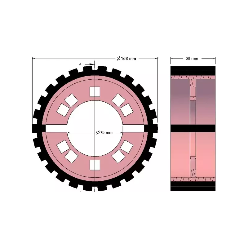 Rouleau n° 232 – rouleau d'entraînement en acier-caoutchouc Ø168 mm pour machines Grimme | OEM Grimme 076.04012 | fabricant KiJ