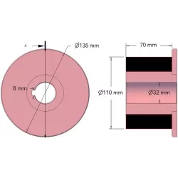 Rouleau n° 265 – rouleau d'entraînement en acier-caoutchouc Ø110 mm pour machines AVR | OEM AVR 202.16.90 | fabricant KiJ