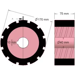 Rouleau n° 266 – rouleau d'entraînement en acier-caoutchouc Ø170 mm pour machines AVR | OEM AVR 742.20.80 | fabricant KiJ