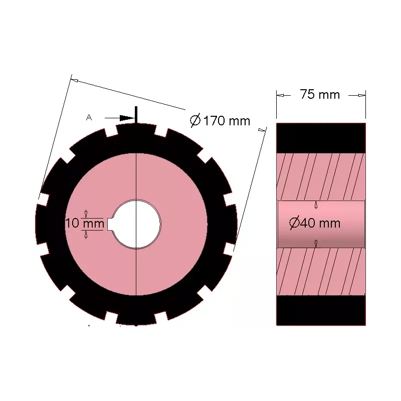 Rouleau n° 266 – rouleau d'entraînement en acier-caoutchouc Ø170 mm pour machines AVR | OEM AVR 742.20.80 | fabricant KiJ