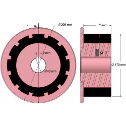 Rouleau n° 267 – rouleau d'entraînement en acier-caoutchouc Ø170 mm pour machines AVR | OEM AVR 742.20.70 | fabricant KiJ