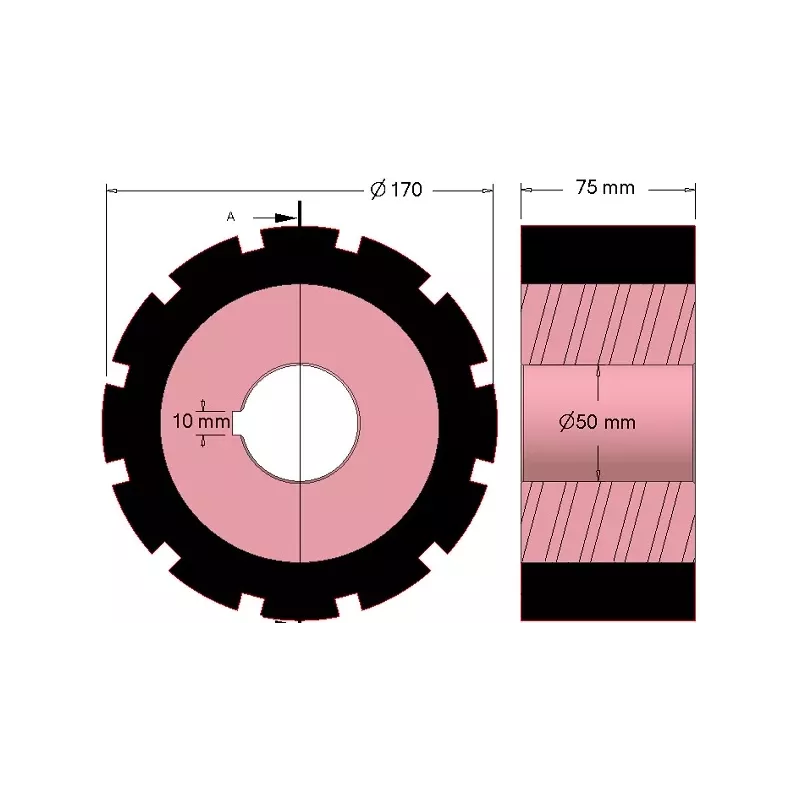Rouleau n° 271 – rouleau d'entraînement en acier-caoutchouc Ø170 mm pour machines AVR | OEM AVR 742.20.85 | fabricant KiJ