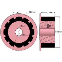 Rouleau n° 272 – rouleau d'entraînement en acier-caoutchouc Ø170 mm pour machines AVR | OEM AVR 742.20.75 | fabricant KiJ