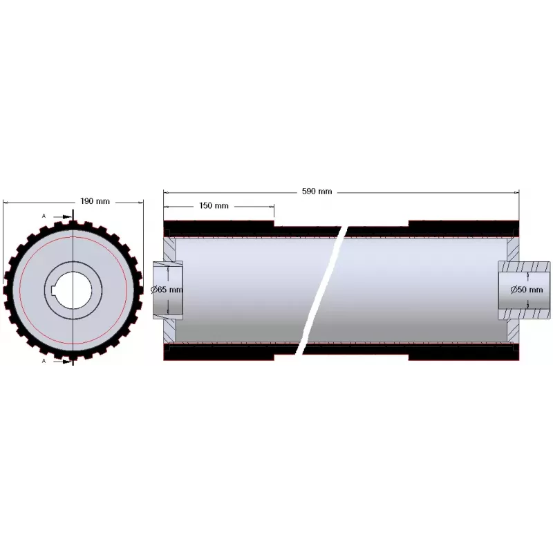 Rouleau n° 273 – arbre de support en acier-caoutchouc Ø192 mm pour machines Grimme | OEM Grimme 076.00859 | fabricant KiJ