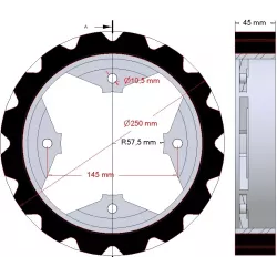 Rouleau n° 274 – rouleau d'entraînement en acier-caoutchouc Ø250 mm pour machines Dewulf | OEM Dewulf 0000005328 | fabricant KiJ
