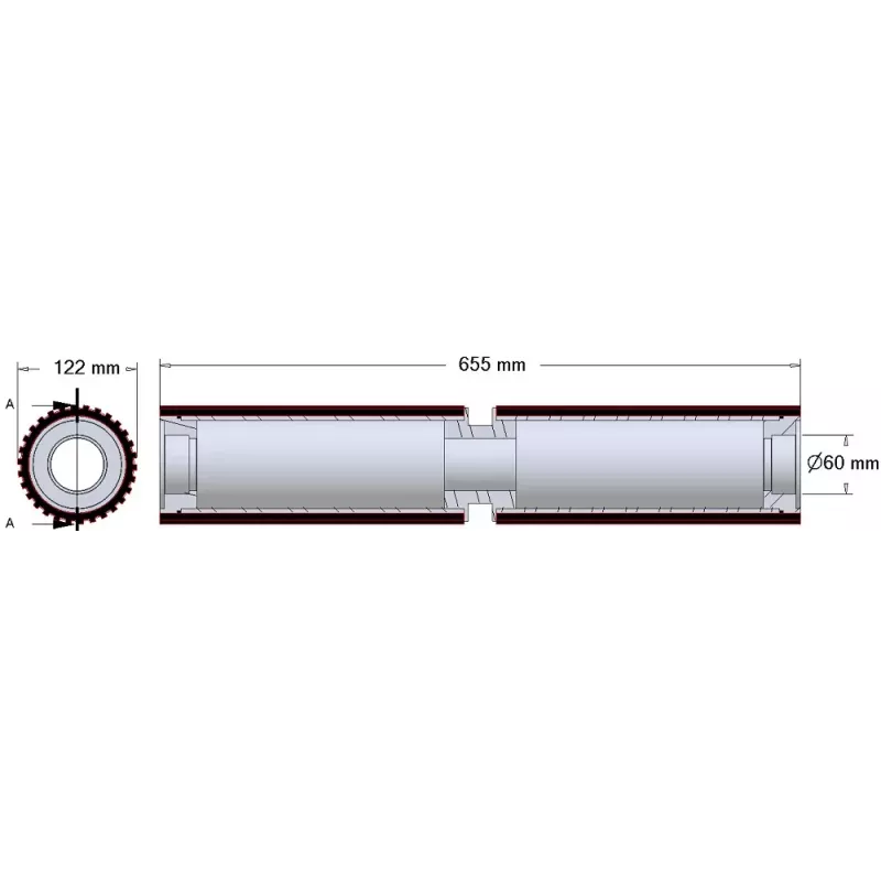 Rouleau n° 277 – rouleau en acier-caoutchouc Ø122 mm pour machines Ploeger | OEM Ploeger 184.221.00 | fabricant KiJ