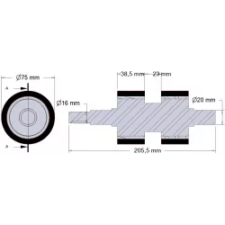 Rouleau n° 278 – rouleau d'entraînement en acier-caoutchouc pour machines Ploeger | OEM Ploeger 161.545.01 | fabricant KiJ