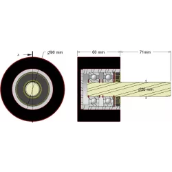 Rouleau n° 294a – rouleau porteur en acier-caoutchouc Ø90 mm pour machines Dewulf | fabricant KiJ