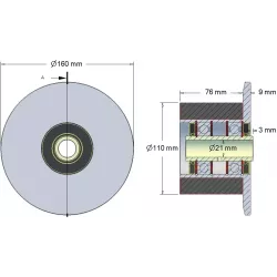 Rouleau n° 23H – rouleau porteur en acier-caoutchouc Ø110 mm pour machines Holmer | OEM Holmer 1130020688 | fabricant KiJ