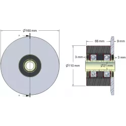Rouleau n° 24H – rouleau porteur en acier-caoutchouc Ø110 mm pour machines Holmer | OEM Holmer 252061, 1130006938 | fabricant KiJ