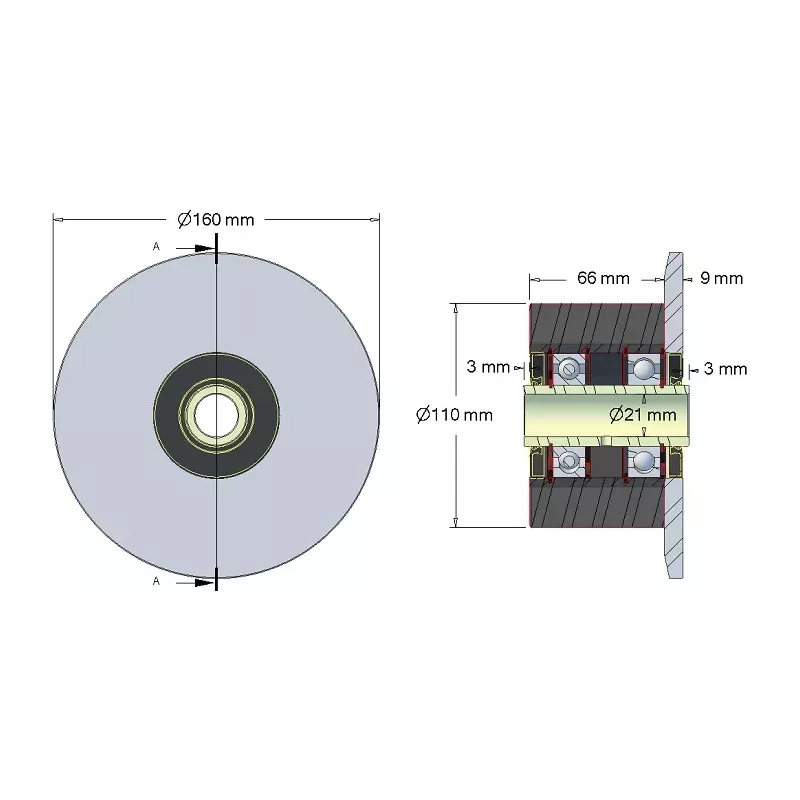 Rouleau n° 24H – rouleau porteur en acier-caoutchouc Ø110 mm pour machines Holmer | OEM Holmer 252061, 1130006938 | fabricant KiJ