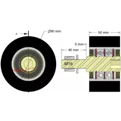 Rouleau n° 311a – rouleau porteur en acier-caoutchouc Ø90 mm pour machines Guaresi | fabricant KiJ
