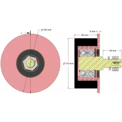 Rouleau n° 324 – rouleau porteur en acier-caoutchouc Ø110 mm pour machines Sandei | OEM Sandei D0022 | fabricant KiJ