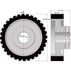 Rouleau n° 333 – rouleau Ø220 mm pour machines Wuhlmaus | fabricant KiJ