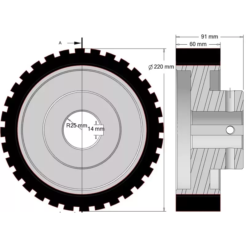 Rouleau n° 333 – rouleau Ø220 mm pour machines Wuhlmaus | fabricant KiJ