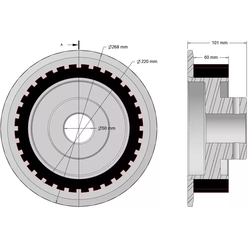 Rouleau n° 334 – rouleau Ø220 mm pour machines Wuhlmaus | fabricant KiJ