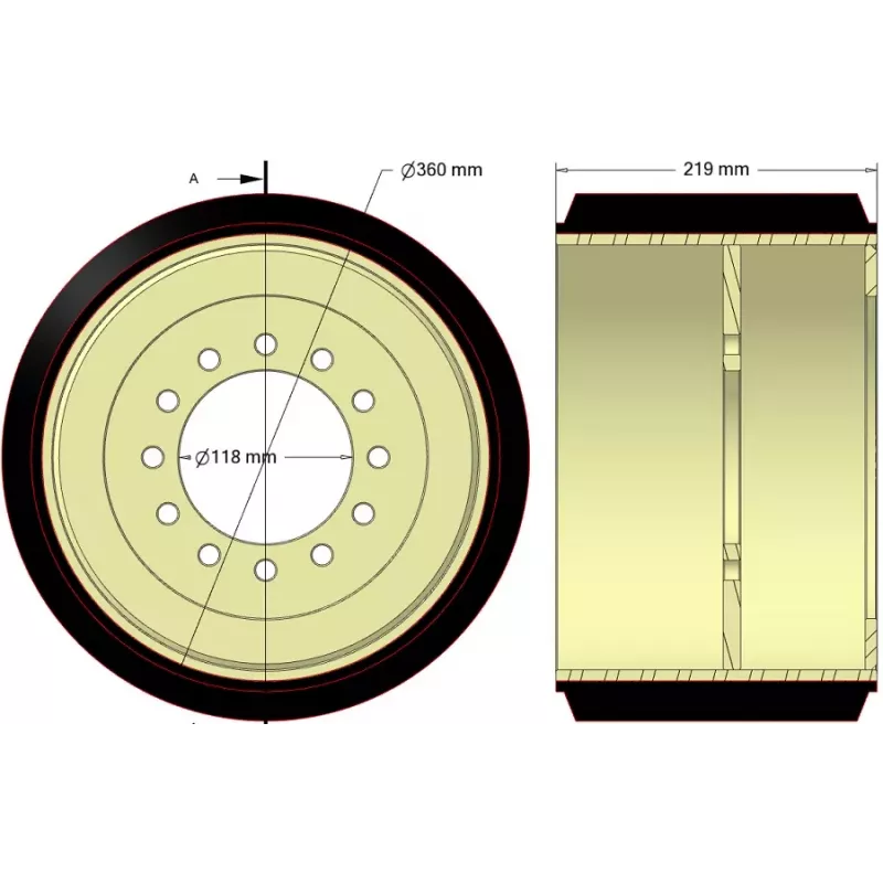 Rouleau n° 343 (régénération uniquement) – régénération : rouleau Ø360 mm | OEM 0007500240 | fabricant KiJ