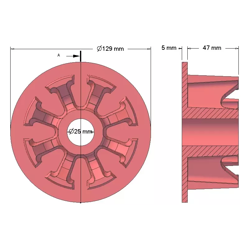 Rouleau n° 27 – rouleau de guidage en fonte Ø103 mm pour arracheuse de pommes de terre Anna Z644 | OEM Anna 5644-60-005, 090.60.013.02 | fabricant KiJ