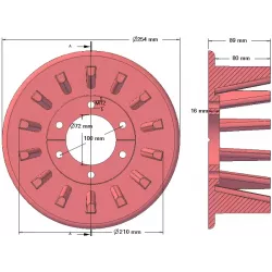 Rouleau n° 33 – rouleau d'entraînement en fonte Ø210 mm, pas 50 mm, pour machines ROPA | OEM ROPA 252054 | fabricant KiJ