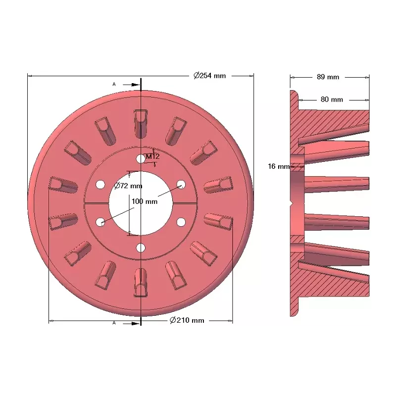 Rouleau n° 33 – rouleau d'entraînement en fonte Ø210 mm, pas 50 mm, pour machines ROPA | OEM ROPA 252054 | fabricant KiJ