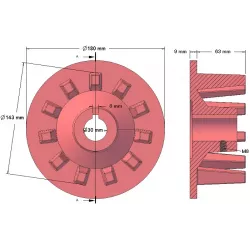 Rouleau n° 48 – rouleau d'entraînement en fonte Ø145 mm, pas 44 mm | fabricant KiJ