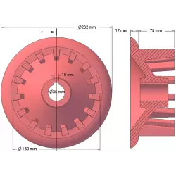 Rouleau n° 50 – rouleau d'entraînement en fonte Ø180 mm, pas 40 mm | fabricant KiJ