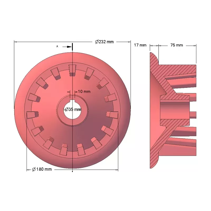Rouleau n° 50 – rouleau d'entraînement en fonte Ø180 mm, pas 40 mm | fabricant KiJ
