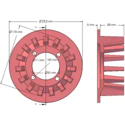 Rouleau n° 52 – rouleau d'entraînement en fonte Ø178 mm, pas 40 mm, pour machines Grimme | OEM Grimme 006.00031 | fabricant KiJ