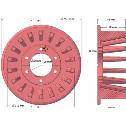 Rouleau n° 55 – rouleau d'entraînement en acier Ø215 mm, pas 40 mm, pour ROPA Euro Tiger | OEM ROPA 252069 | fabricant KiJ