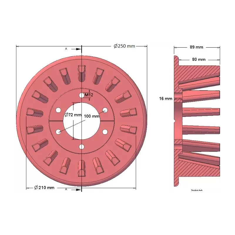 Rouleau n° 55 – rouleau d'entraînement en acier Ø215 mm, pas 40 mm, pour ROPA Euro Tiger | OEM ROPA 252069 | fabricant KiJ