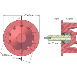 Rouleau n° 56 – rouleau de renvoi en fonte Ø120 mm, pas 40 mm, pour machines Stoll | OEM Stoll 1507970, 1507980 | fabricant KiJ