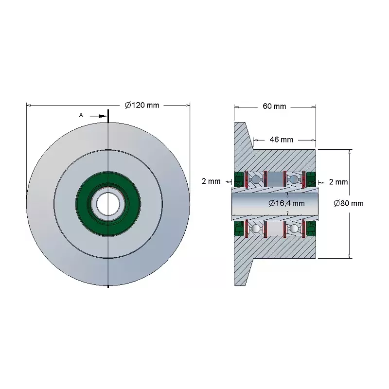 Rouleau n° 59 – rouleau de renvoi en acier Ø80 mm pour machines Reekie | OEM Reekie RSS1138 | fabricant KiJ