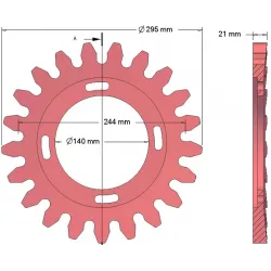 Rouleau n° 73 – rouleau d'entraînement en fonte Ø295 mm, pas 40 mm, pour machines Grimme | OEM Grimme 200.06504, 006.00294 | fabricant KiJ
